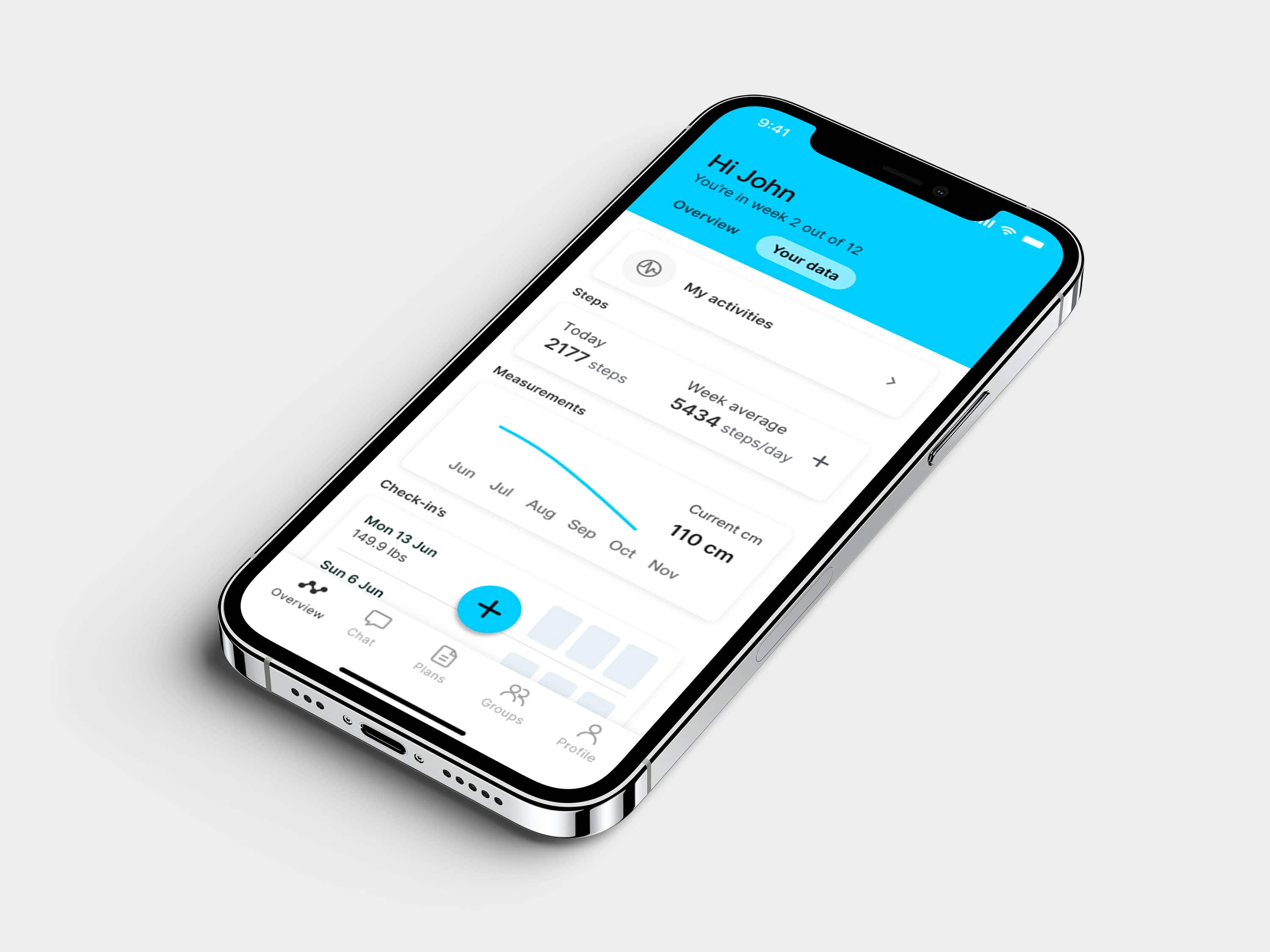 A mockup of the coaching app showcasing the features.
